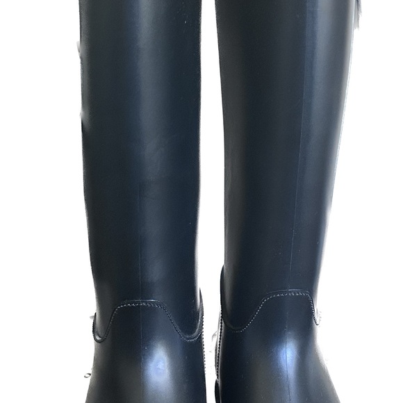 Burberry knee-high rubber rain boots. Equestrian style with brass buckle. Sz 7 - Picture 6 of 10